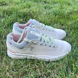 On Running White and Green Sneakers